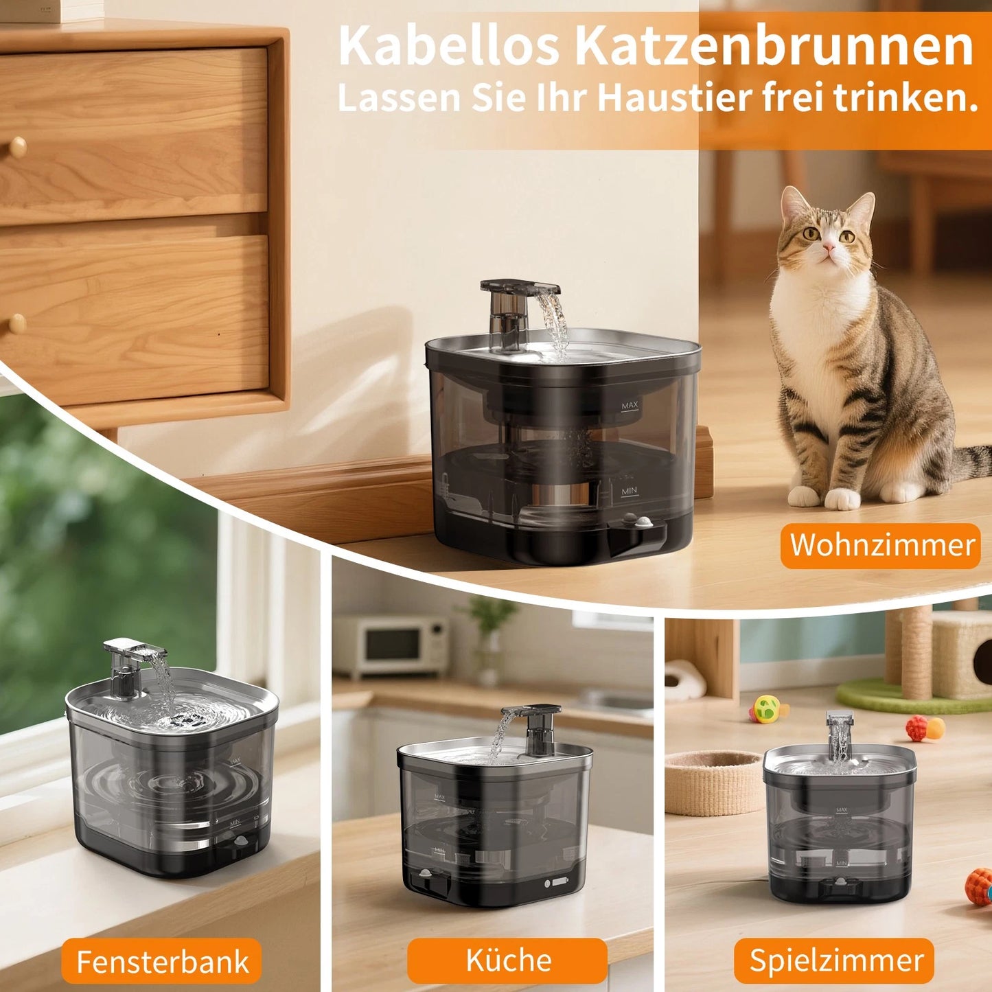2L Cat Water Fountain with 8 Filters - Quiet Pump Water Dispenser