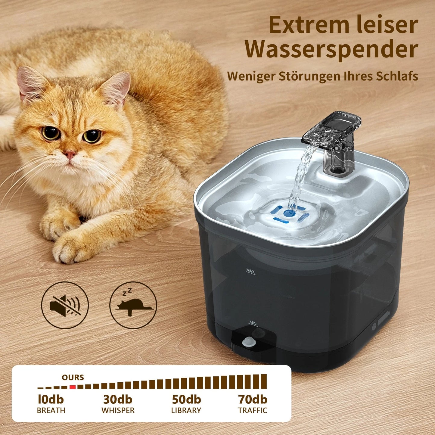 2L Cat Water Fountain with 8 Filters - Quiet Pump Water Dispenser