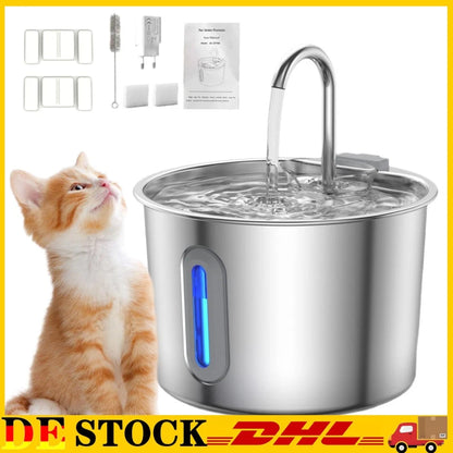 Stainless Steel Pet Water Fountain with Filter for Cats & Dogs