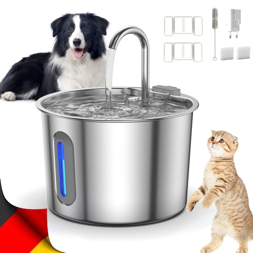 Stainless Steel Pet Water Fountain with Filter for Cats & Dogs
