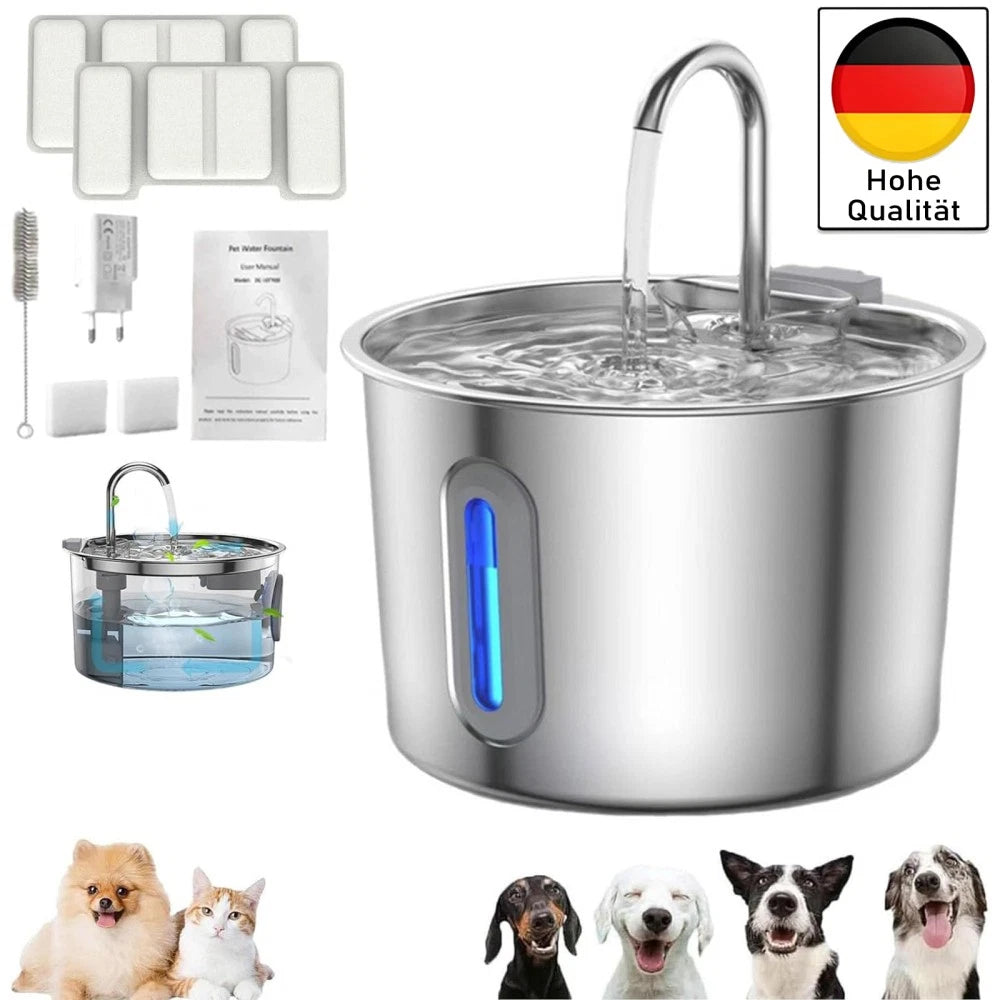 Stainless Steel Pet Water Fountain with Filter for Cats & Dogs