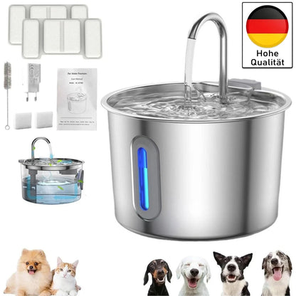 Stainless Steel Pet Water Fountain with Filter for Cats & Dogs