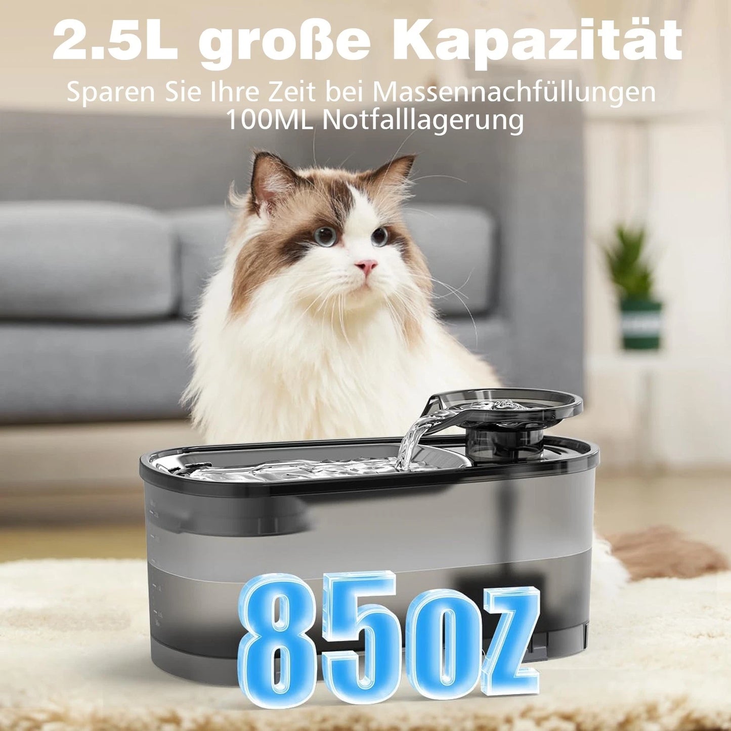 2.5L Cat Water Fountain - Quiet Pet Water Dispenser