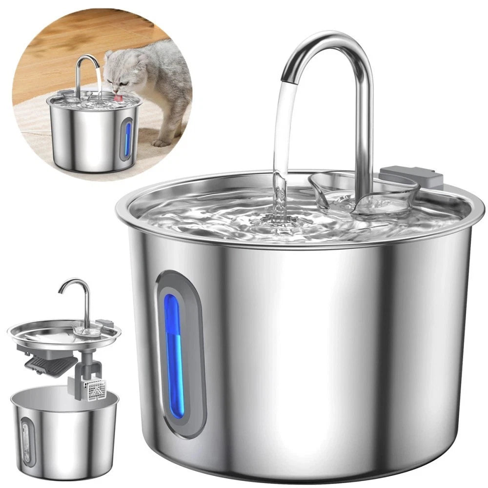 Stainless Steel Pet Water Fountain with Filter for Cats & Dogs