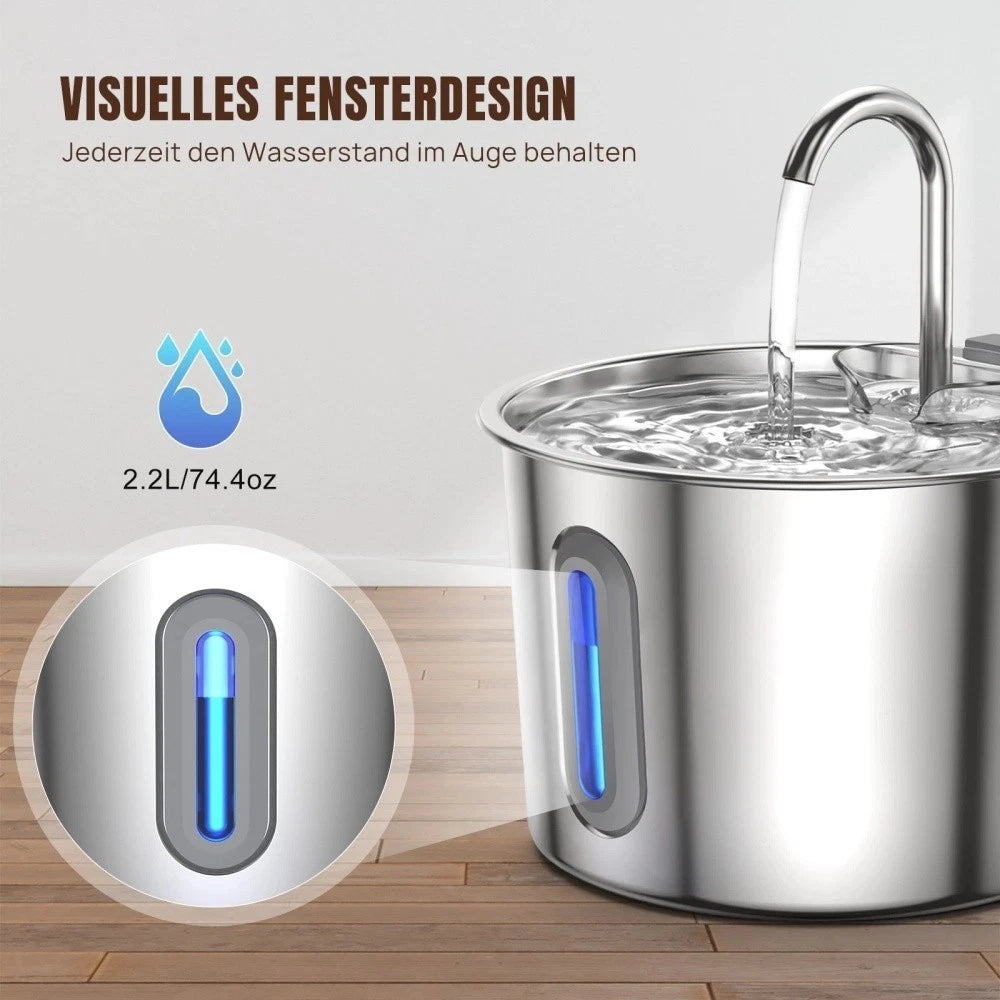 Stainless Steel Pet Water Fountain with Filter for Cats & Dogs