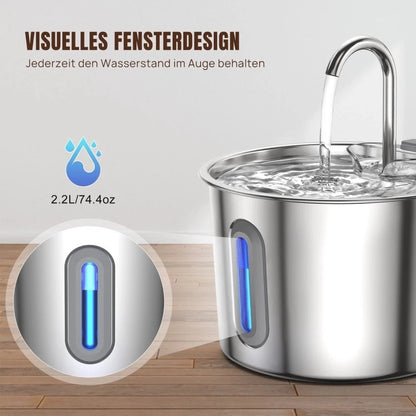 Stainless Steel Pet Water Fountain with Filter for Cats & Dogs