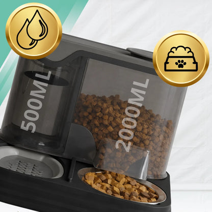 2-in-1 Automatic Cat Food & Water Dispenser Bowl