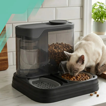 2-in-1 Automatic Cat Food & Water Dispenser Bowl