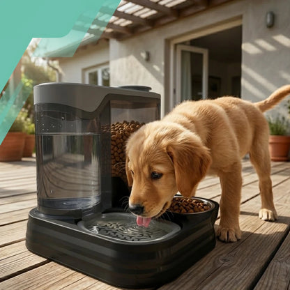 2-in-1 Automatic Cat Food & Water Dispenser Bowl