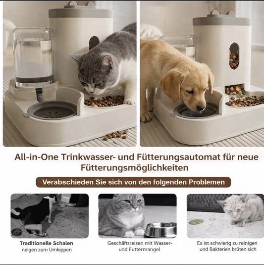 2-in-1 Gravity Cat & Dog Water Fountain & Auto Feeder 2L