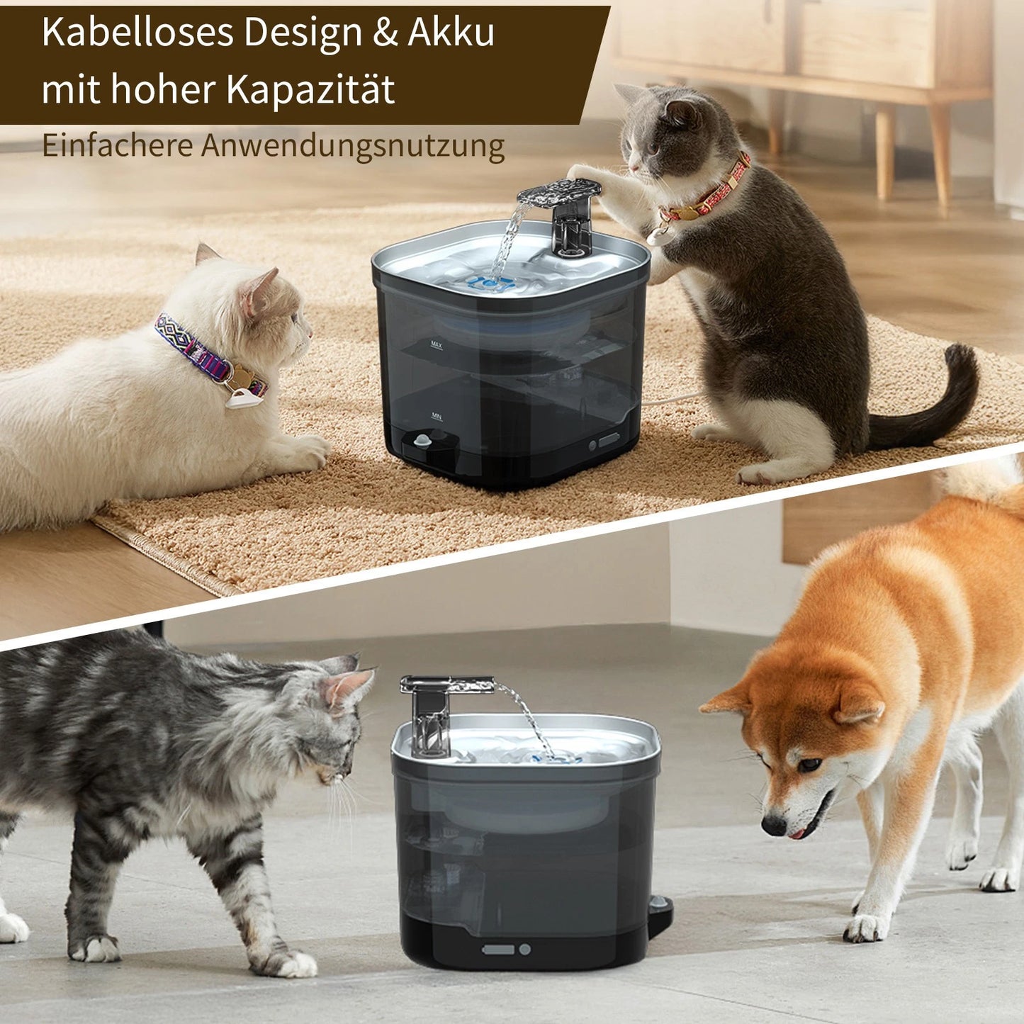 2L Cat Water Fountain with 8 Filters - Quiet Pump Water Dispenser